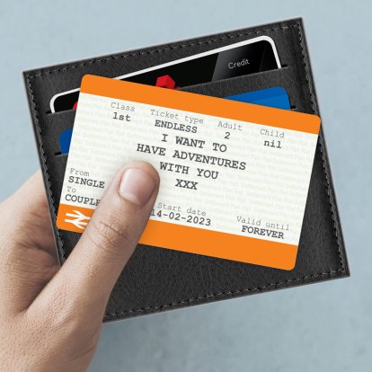 Personalised Metal Train Ticket Wallet Note Card