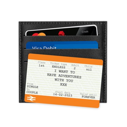 Personalised Metal Train Ticket Wallet Note Card