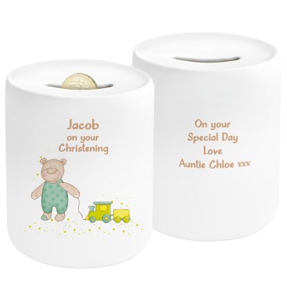 Personalised Money Box - Train Design - Any Occasion
