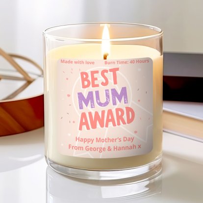 Personalised Mother's Day Award Candle