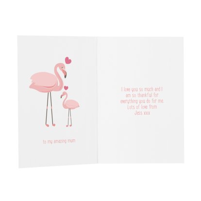 Personalised Mother's Day Message Card - Flamingos