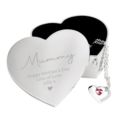 Personalised Mother's Day Silver Heart Trinket Box