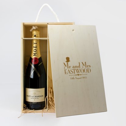 Personalised Mr and Mrs 2 Bottle Wine Box - Decorative Wedding