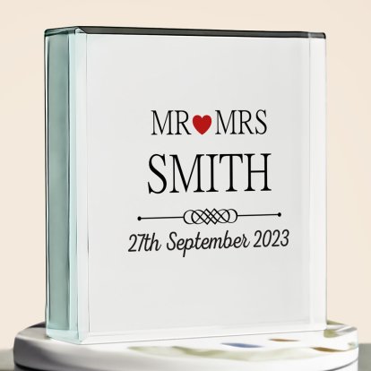 Personalised Mr and Mrs Crystal Token