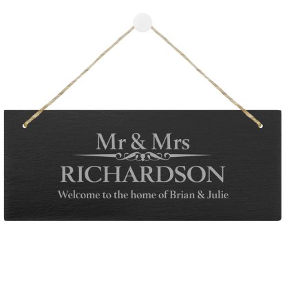 Personalised Mr and Mrs Large Slate Sign