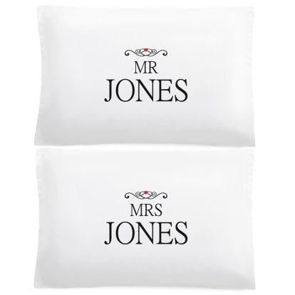 Personalised Mr and Mrs Pillowcase Set