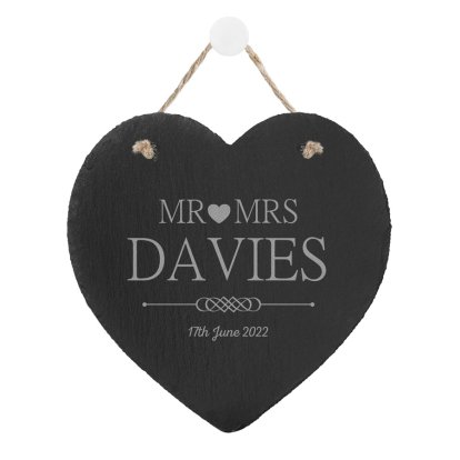Personalised Mr and Mrs Slate Heart