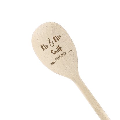 Personalised Mr and Mrs Wooden Spoon