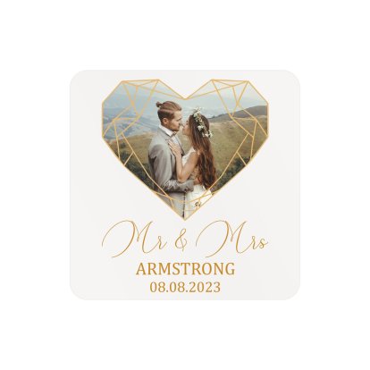 Personalised Mr & Mrs Square Wedding Coaster - Photo Upload