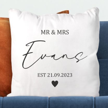 Personalised Mr & Mrs Wedding Cushion Cover 