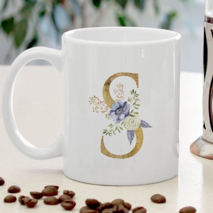 Personalised Mug - Floral Initial 