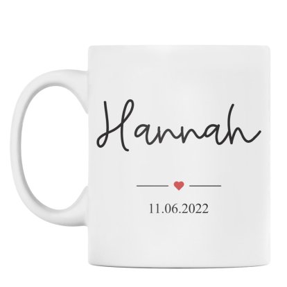 Personalised Mug -  Heart Name & Date