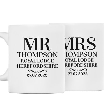 Personalised Mug Set - Elegant Wedding Design