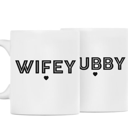 Personalised Mug Set - Hubby & Wifey