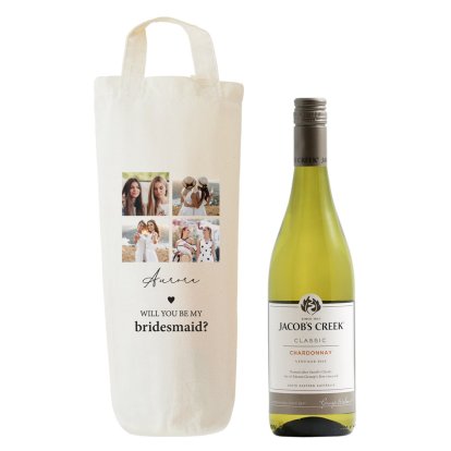 Personalised Multi Photo Wedding Bottle Bag