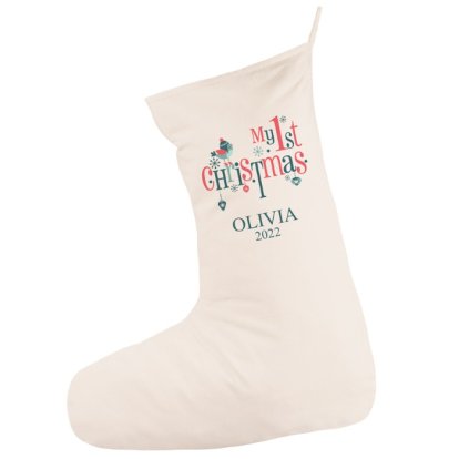 Personalised My 1st Christmas Cotton Stocking