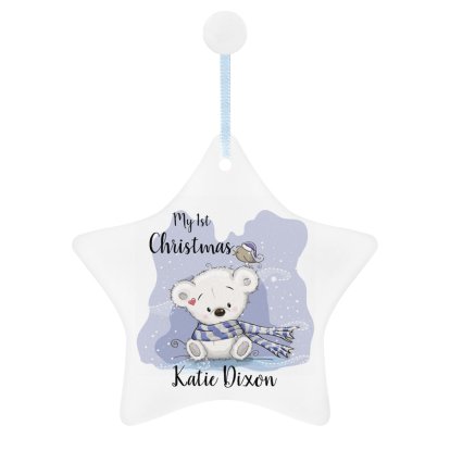 Personalised My First Christmas Teddy Star Ceramic Decoration