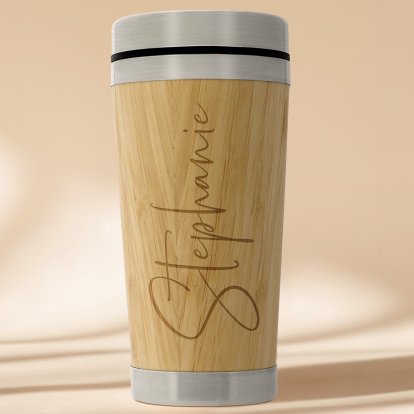 Personalised Name Bamboo Travel Mug