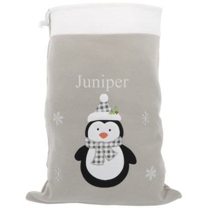 Personalised Name Christmas Sack - Penguin & Embroidered