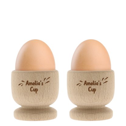 Personalised Name Wooden Egg Cup Set
