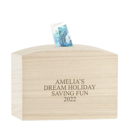 Personalised Natural Wooden Money Box