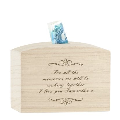 Personalised Natural Wooden Money Box - Any Message