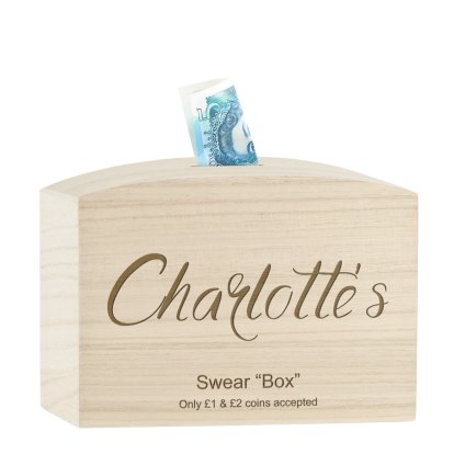 Personalised Natural Wooden Money Box - Any Name & Message
