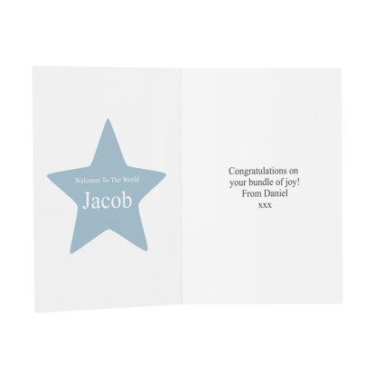 Personalised New Baby Message Card - Blue Star
