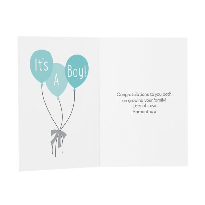 Personalised New Baby Message Card - It's  a Boy