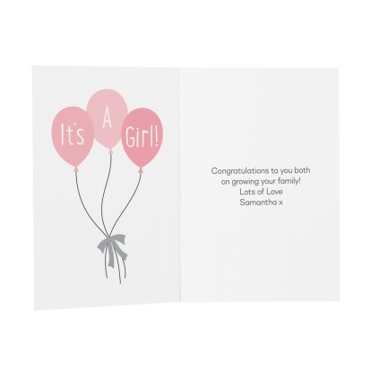 Personalised New Baby Message Card - It's a Girl