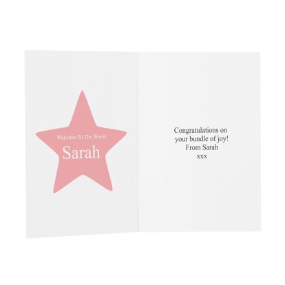 Personalised New Baby Message Card - Pink Star