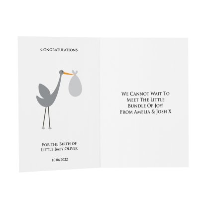 Personalised New Baby Message Card - Stork