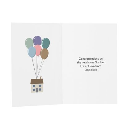Personalised New Home Message Card - House & Balloons