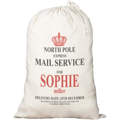 Personalised North Pole Express Cotton Christmas Sack