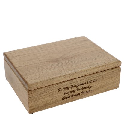 Personalised Oak Jewellery Box - Any Message