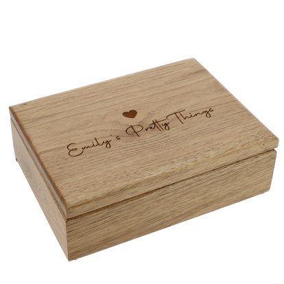 Personalised Oak Jewellery Box - Love Heart