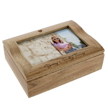 Personalised Oak Photo Jewellery Box - Heart
