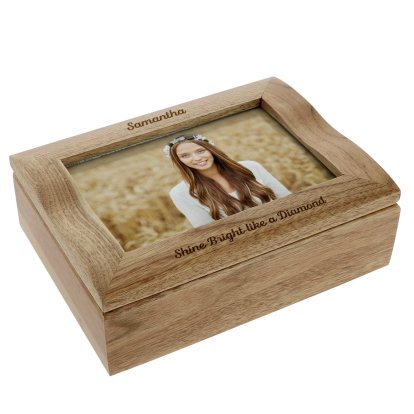 Personalised Oak Photo Jewellery Box  - Like a Diamond