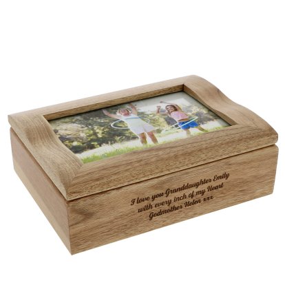 Personalised Oak Photo Jewellery Box - Message