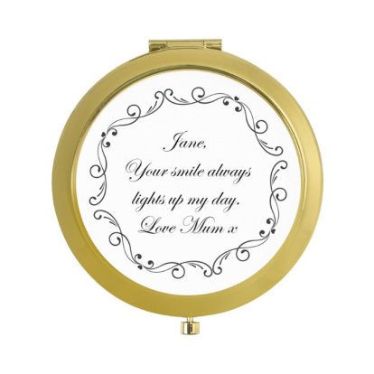 Personalised Ornate Swirl Gold Compact Mirror