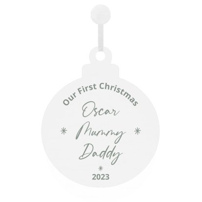 Personalised Our 1st Christmas Wooden Bauble for Family