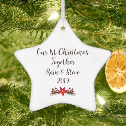 Personalised Our First Christmas Ceramic Star Decoration 