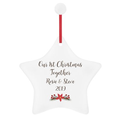 Personalised Our First Christmas Ceramic Star Decoration