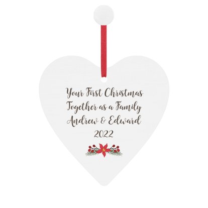 Personalised Our First Christmas Wooden Heart Decoration  