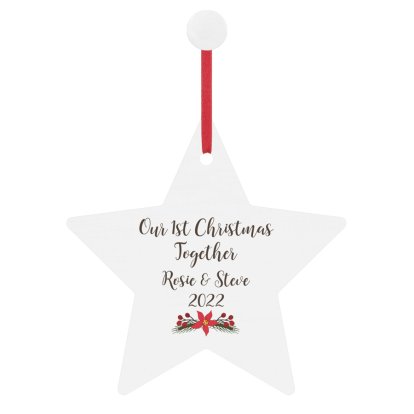 Personalised Our First Christmas Wooden Star Decoration