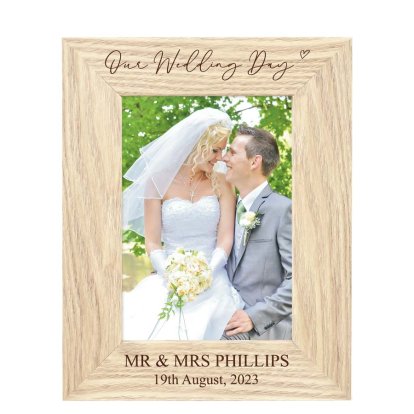 Personalised Our Wedding Day Wooden Photo Frame 