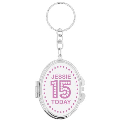 Personalised Oval Compact Mirror Keyring - Age