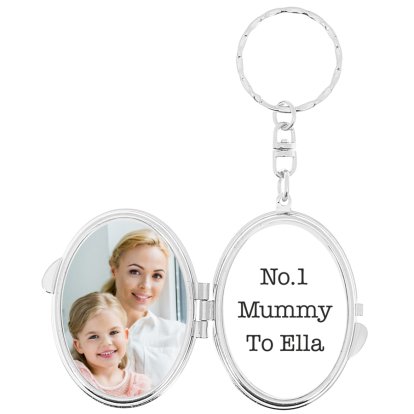 Personalised Oval Photo & Text Compact Mirror Keyring