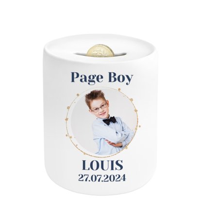 Personalised Page Boy Photo Ceramic Money Box