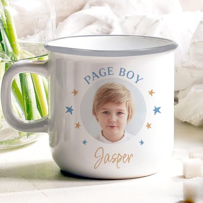 Personalised Page Boy Photo Enamel Mug